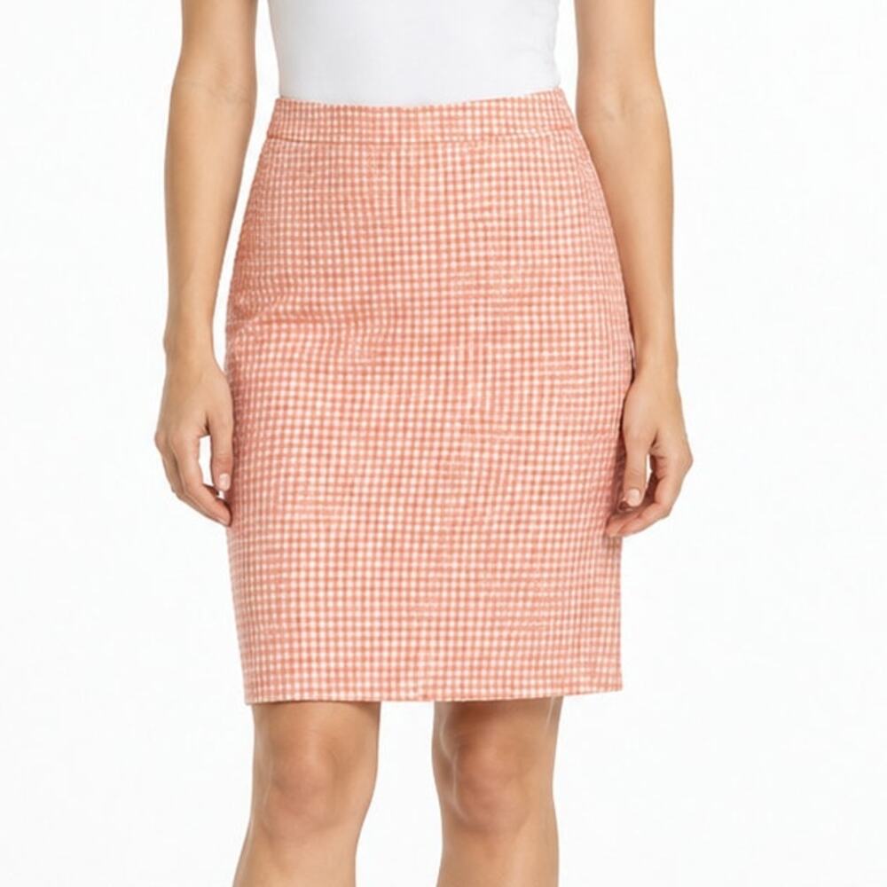 J Crew No 2 Pencil Skirt Pink Gingham Size 2